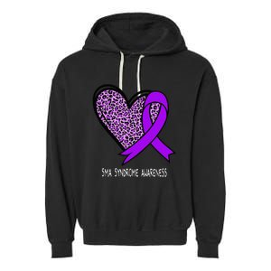 Leopard SMA Syndrome Awareness Purple Ribbon Heart Garment-Dyed Fleece Hoodie