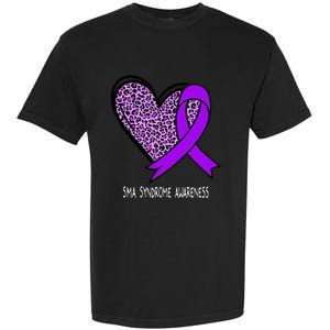 Leopard SMA Syndrome Awareness Purple Ribbon Heart Garment-Dyed Heavyweight T-Shirt