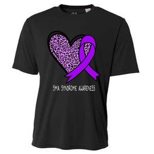 Leopard SMA Syndrome Awareness Purple Ribbon Heart Cooling Performance Crew T-Shirt