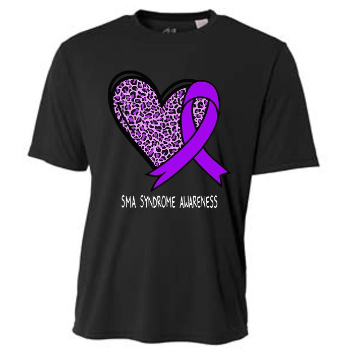 Leopard SMA Syndrome Awareness Purple Ribbon Heart Cooling Performance Crew T-Shirt