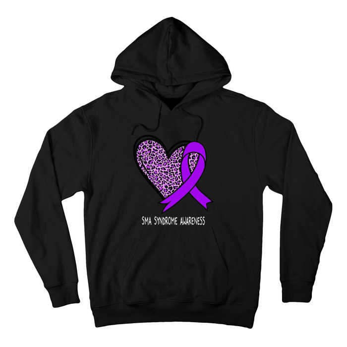 Leopard SMA Syndrome Awareness Purple Ribbon Heart Hoodie