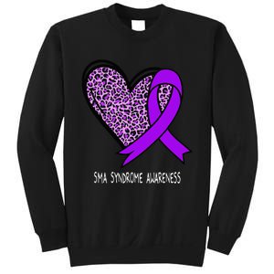 Leopard SMA Syndrome Awareness Purple Ribbon Heart Sweatshirt