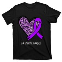 Leopard SMA Syndrome Awareness Purple Ribbon Heart T-Shirt