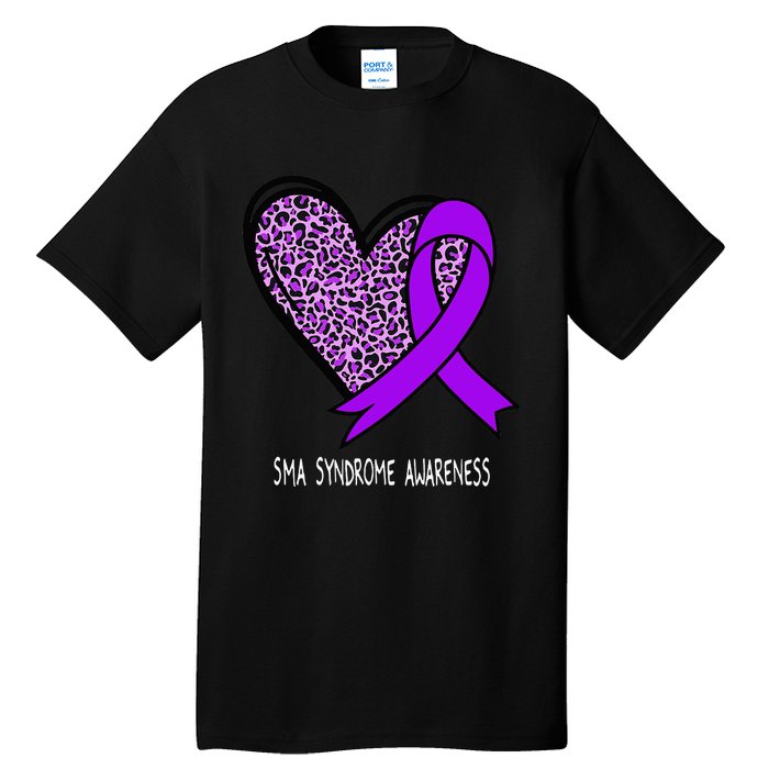 Leopard SMA Syndrome Awareness Purple Ribbon Heart Tall T-Shirt