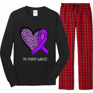 Leopard SMA Syndrome Awareness Purple Ribbon Heart Long Sleeve Pajama Set