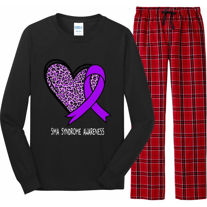 Leopard SMA Syndrome Awareness Purple Ribbon Heart Long Sleeve Pajama Set