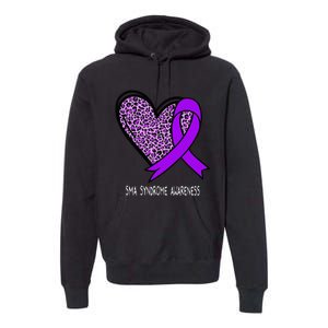 Leopard SMA Syndrome Awareness Purple Ribbon Heart Premium Hoodie