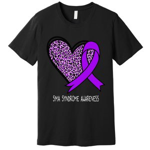 Leopard SMA Syndrome Awareness Purple Ribbon Heart Premium T-Shirt