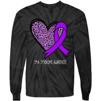 Leopard SMA Syndrome Awareness Purple Ribbon Heart Tie-Dye Long Sleeve Shirt