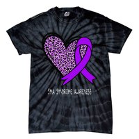 Leopard SMA Syndrome Awareness Purple Ribbon Heart Tie-Dye T-Shirt