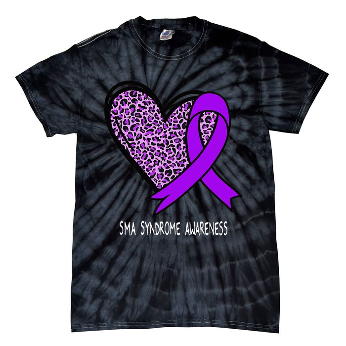 Leopard SMA Syndrome Awareness Purple Ribbon Heart Tie-Dye T-Shirt