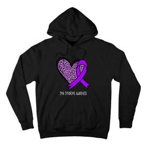 Leopard SMA Syndrome Awareness Purple Ribbon Heart Tall Hoodie