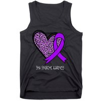 Leopard SMA Syndrome Awareness Purple Ribbon Heart Tank Top