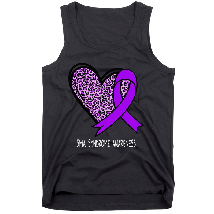 Leopard SMA Syndrome Awareness Purple Ribbon Heart Tank Top