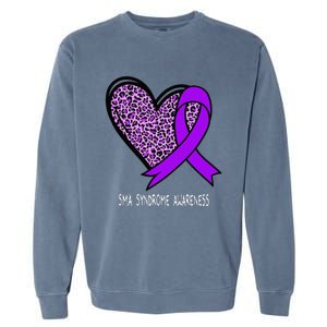 Leopard SMA Syndrome Awareness Purple Ribbon Heart Garment-Dyed Sweatshirt