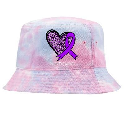 Leopard SMA Syndrome Awareness Purple Ribbon Heart Tie-Dyed Bucket Hat