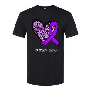 Leopard SMA Syndrome Awareness Purple Ribbon Heart Softstyle CVC T-Shirt