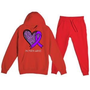 Leopard SMA Syndrome Awareness Purple Ribbon Heart Premium Hooded Sweatsuit Set