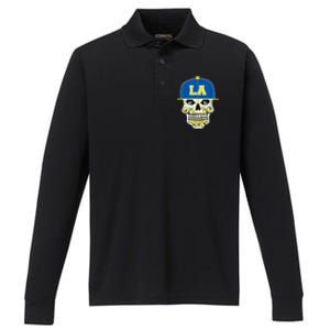 LA Sugar Skull Performance Long Sleeve Polo