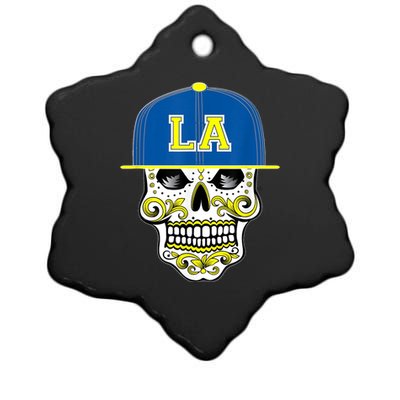 LA Sugar Skull Ceramic Star Ornament