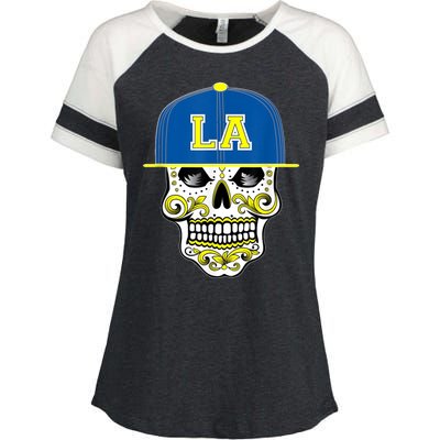 LA Sugar Skull Enza Ladies Jersey Colorblock Tee