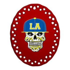 LA Sugar Skull Ceramic Oval Ornament