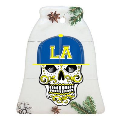 LA Sugar Skull Ceramic Bell Ornament