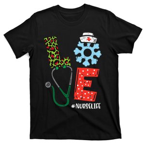 Love Stethoscope Snowflake Nurse Christmas Xmas T-Shirt