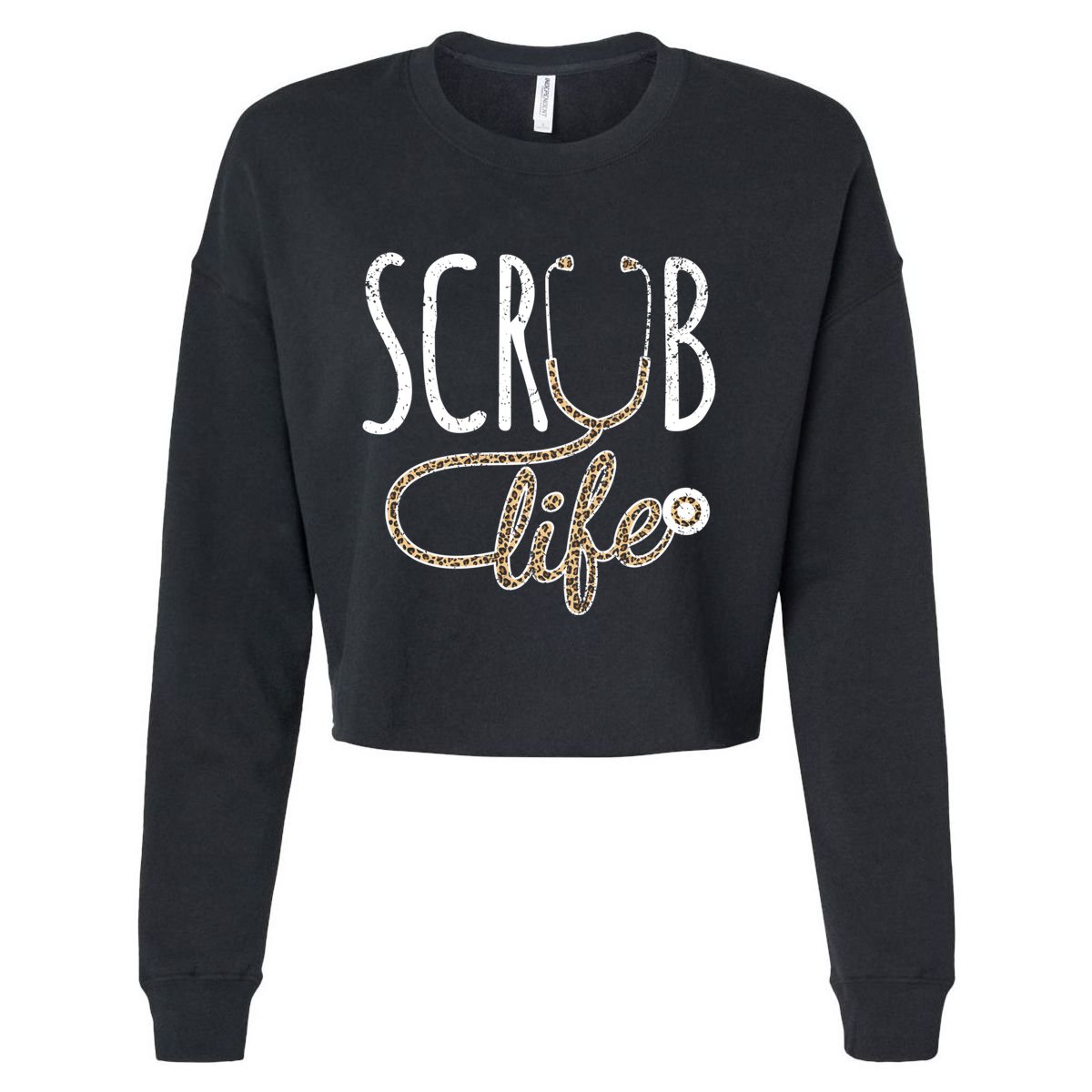 Leopard Stethoscope Scrub Life Registered Nurses Life Gift Cropped Pullover Crew