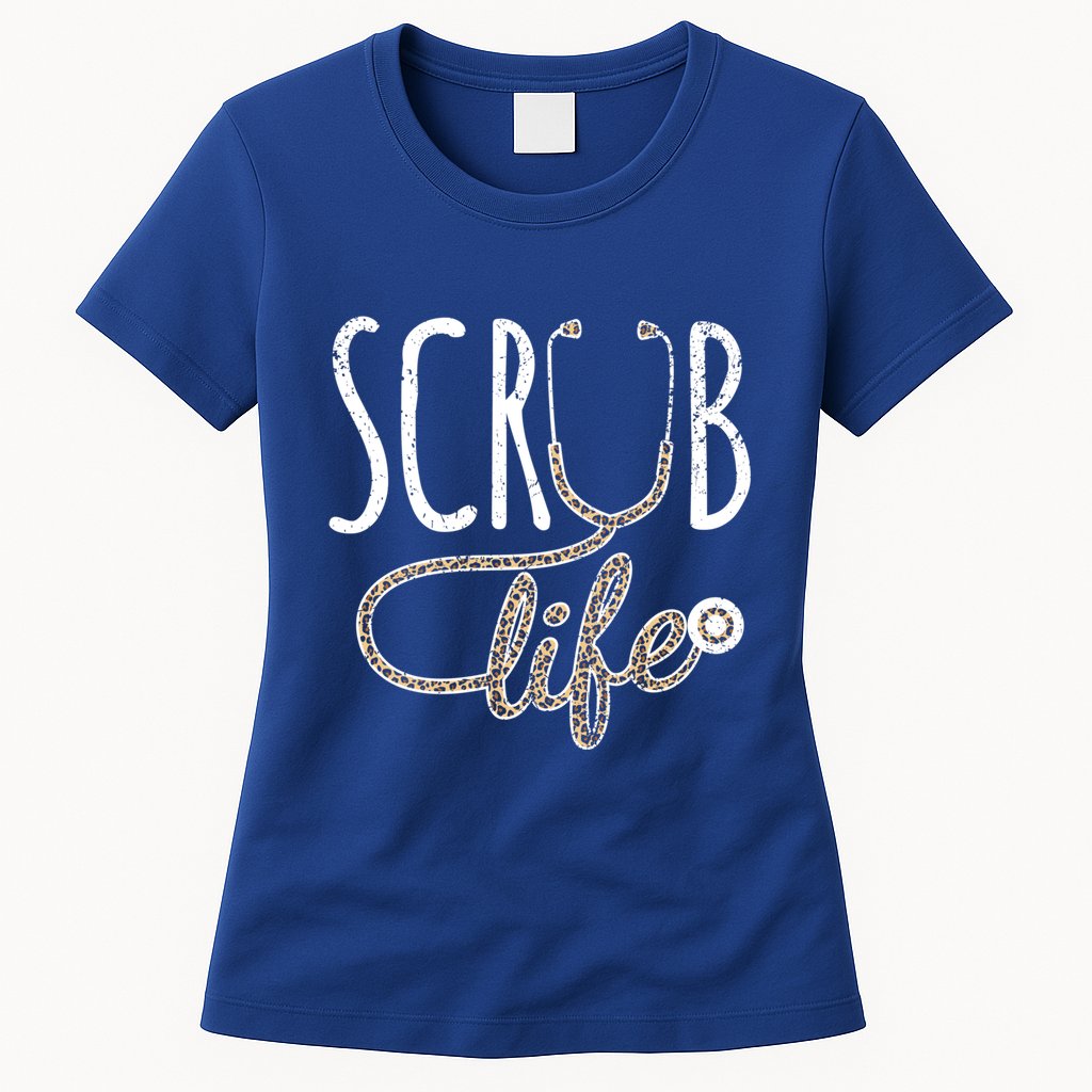 Leopard Stethoscope Scrub Life Registered Nurses Life Gift Womens T-Shirt
