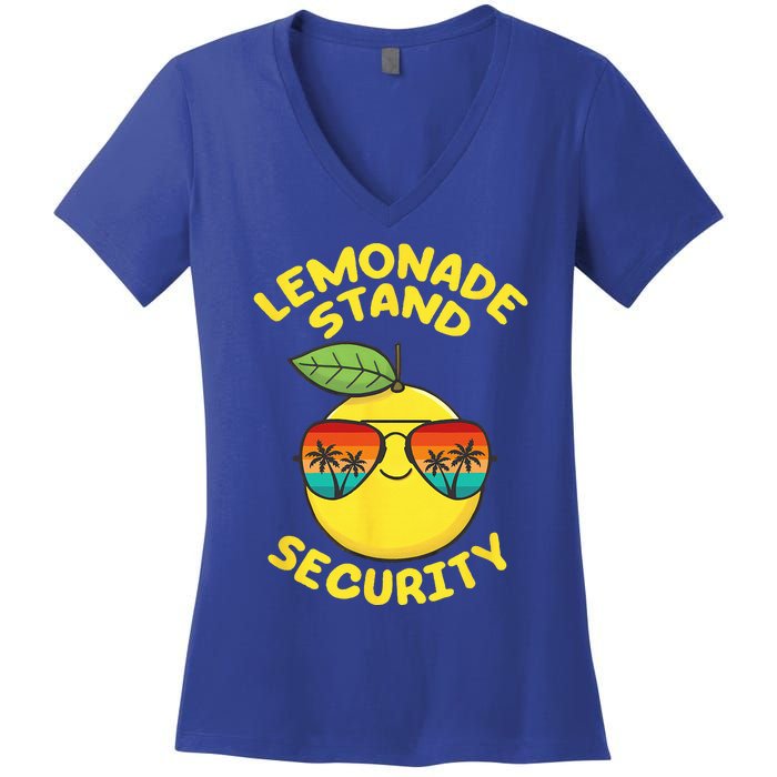 Lemonade Stand Security Cute Lemon Summer Sunglasses Citrus Women's V-Neck T-Shirt