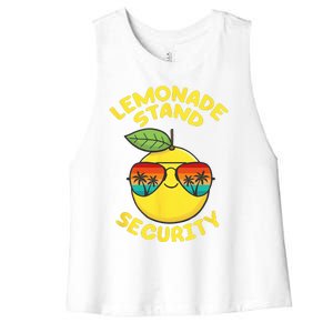 Lemonade Stand Security Cute Lemon Summer Sunglasses Citrus Women's Racerback Cropped Tank