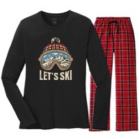 Lets Ski Skiing Lover Women's Long Sleeve Flannel Pajama Set 