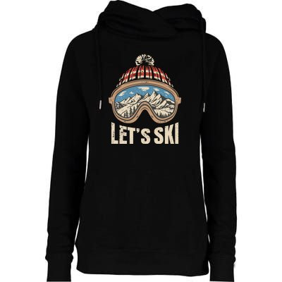 Lets Ski Skiing Lover Womens Funnel Neck Pullover Hood