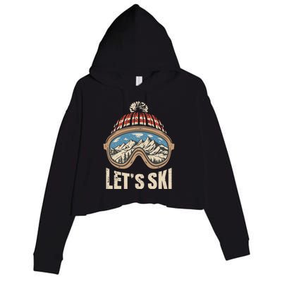 Lets Ski Skiing Lover Crop Fleece Hoodie