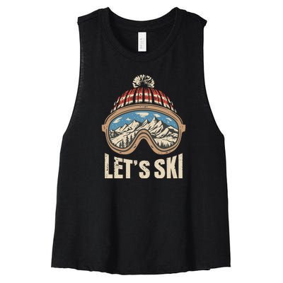 Lets Ski Skiing Lover Women's Racerback Cropped Tank