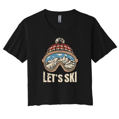 Lets Ski Skiing Lover Women's Crop Top Tee