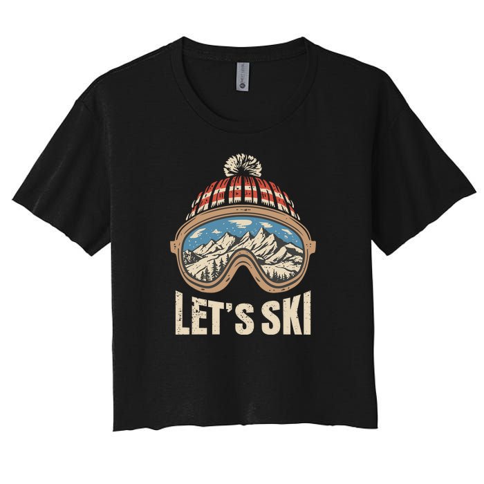 Lets Ski Skiing Lover Women's Crop Top Tee