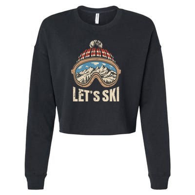 Lets Ski Skiing Lover Cropped Pullover Crew