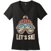 Lets Ski Skiing Lover Women's V-Neck T-Shirt