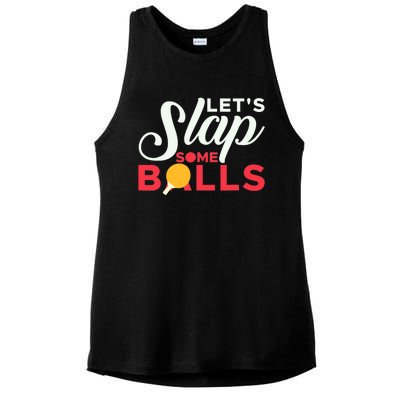 Let's Slap Some Balls Table Tennis Ping Pong Paddle Ladies PosiCharge Tri-Blend Wicking Tank