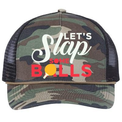 Let's Slap Some Balls Table Tennis Ping Pong Paddle Retro Rope Trucker Hat Cap