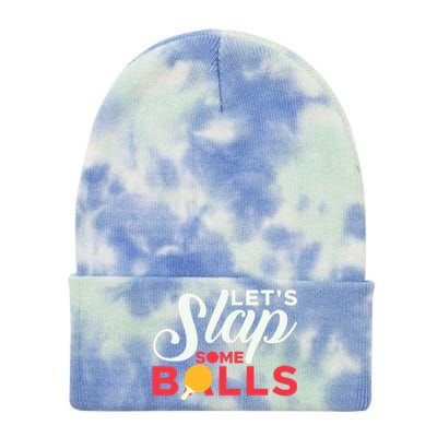 Let's Slap Some Balls Table Tennis Ping Pong Paddle Tie Dye 12in Knit Beanie