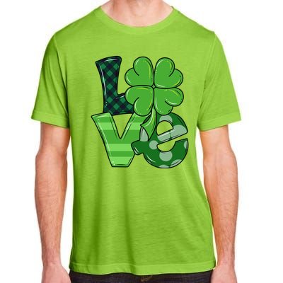 Love Shamrock St Patricks Day Adult ChromaSoft Performance T-Shirt