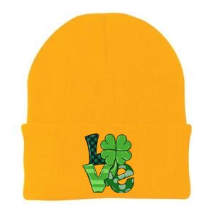 Love Shamrock St Patricks Day Knit Cap Winter Beanie