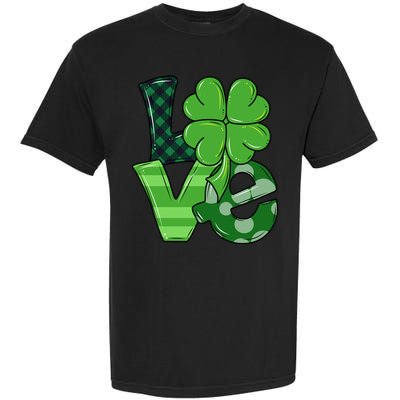 Love Shamrock St Patricks Day Garment-Dyed Heavyweight T-Shirt