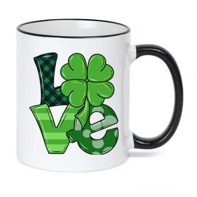 Love Shamrock St Patricks Day 11oz Black Color Changing Mug