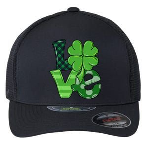 Love Shamrock St Patricks Day Flexfit Unipanel Trucker Cap