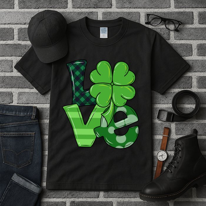 Love Shamrock St Patricks Day Tall T-Shirt