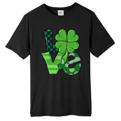 Love Shamrock St Patricks Day Tall Fusion ChromaSoft Performance T-Shirt